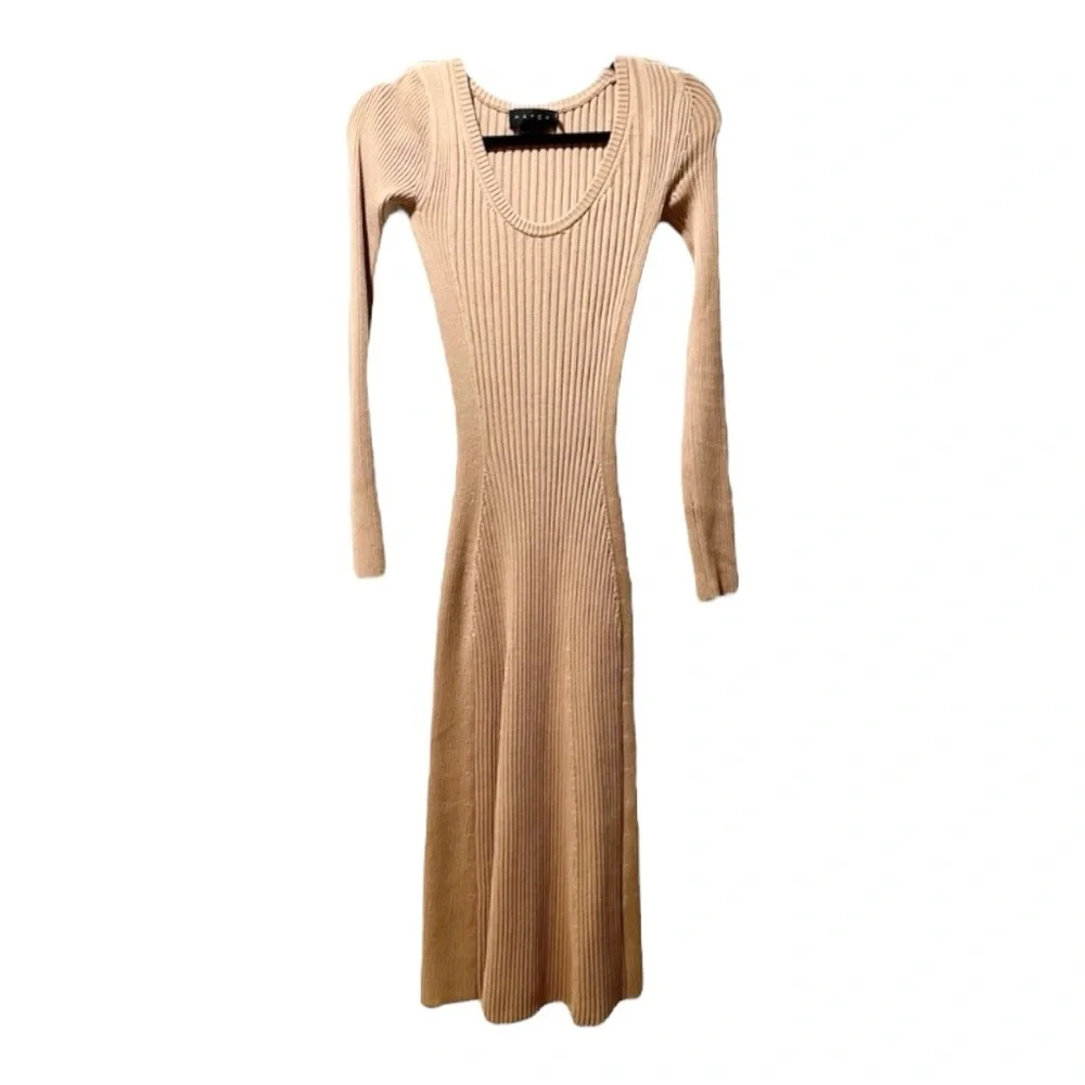 Hatch Dasha Midi Maternity Dress in Beige Rib Knit Size 1 = Small - Picture 4 of 7